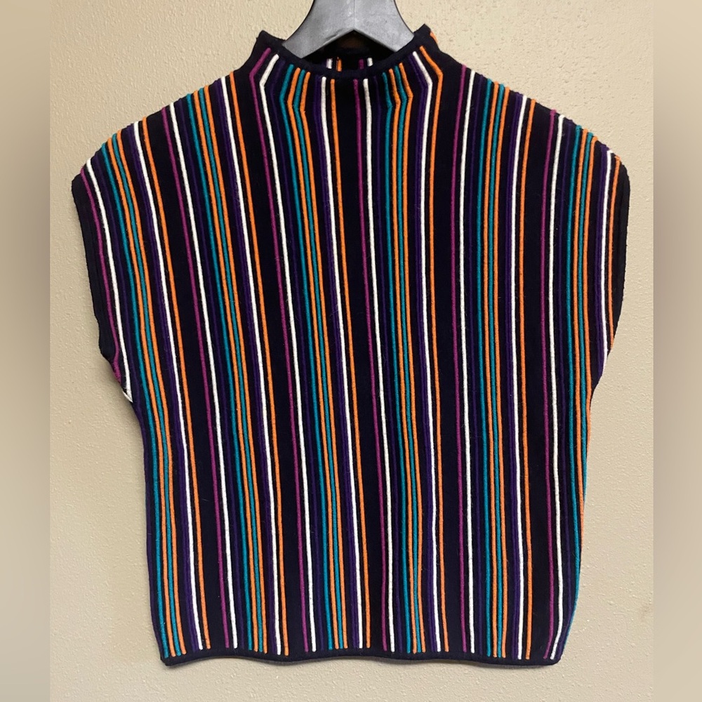 Current Air Vibrant Striped Knit Mock Neck Top- Spring Transition